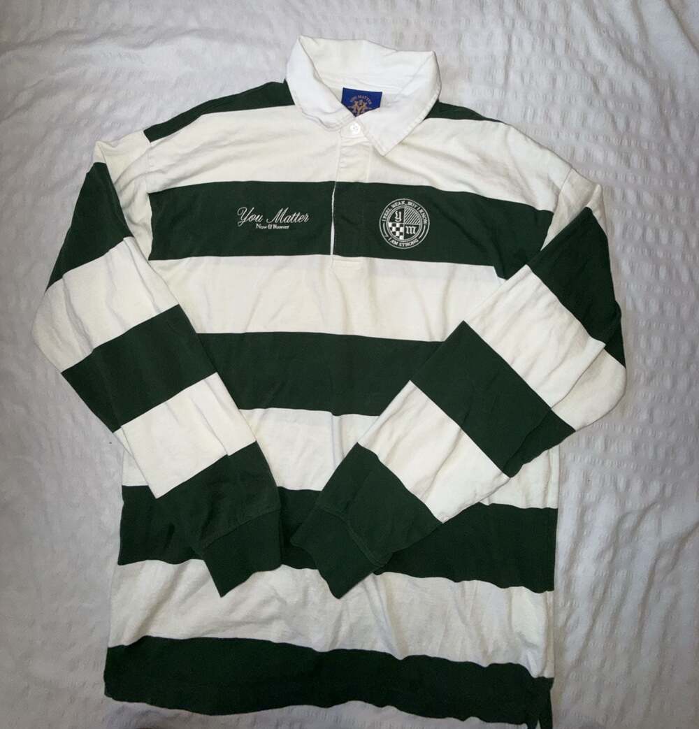 You Matter Striped Long Sleeve Rugby Polo Shirt